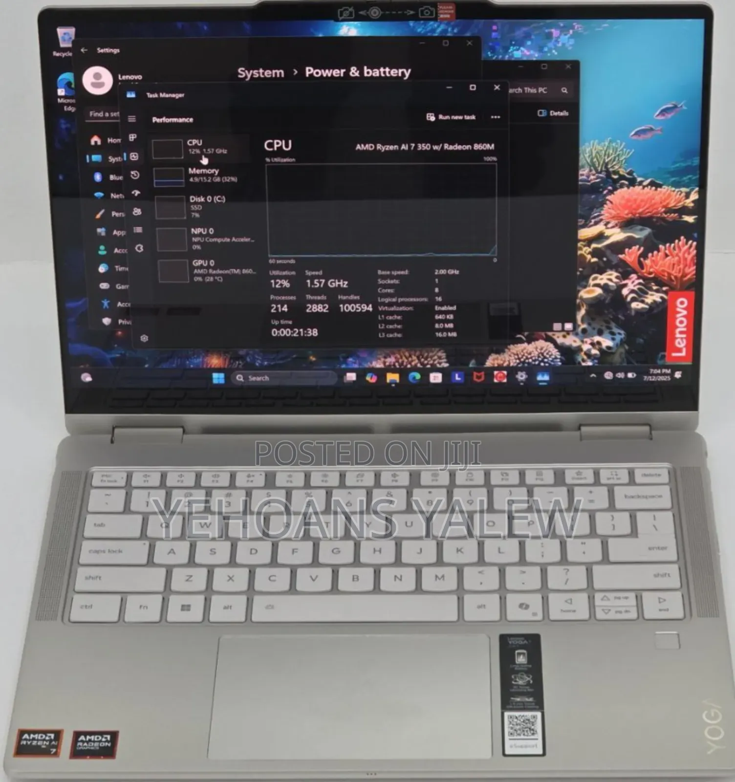 New Laptop Lenovo 16GB AMD Ryzen 7 SSD 1T