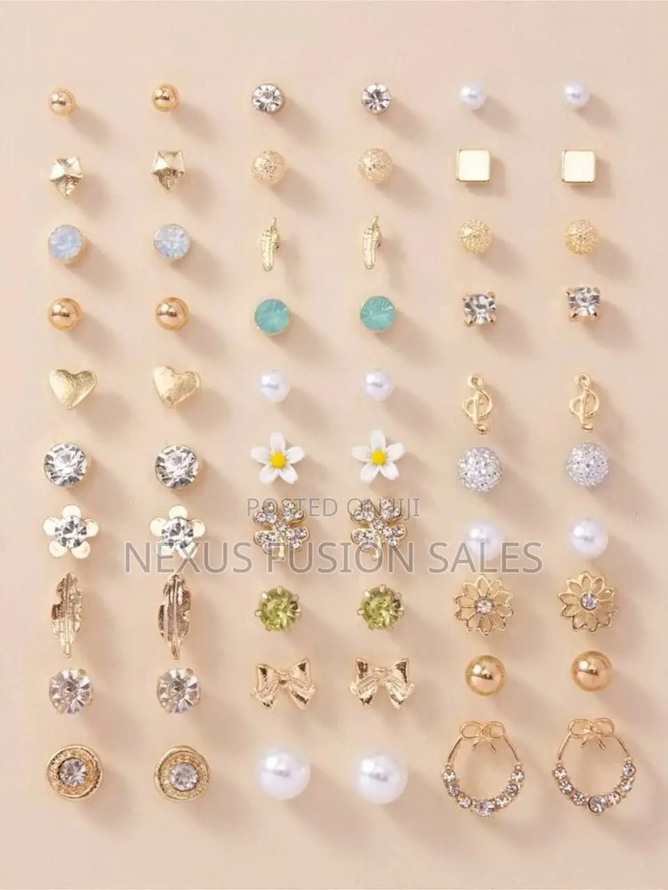 30pairs Heart Flower Stud Earrings