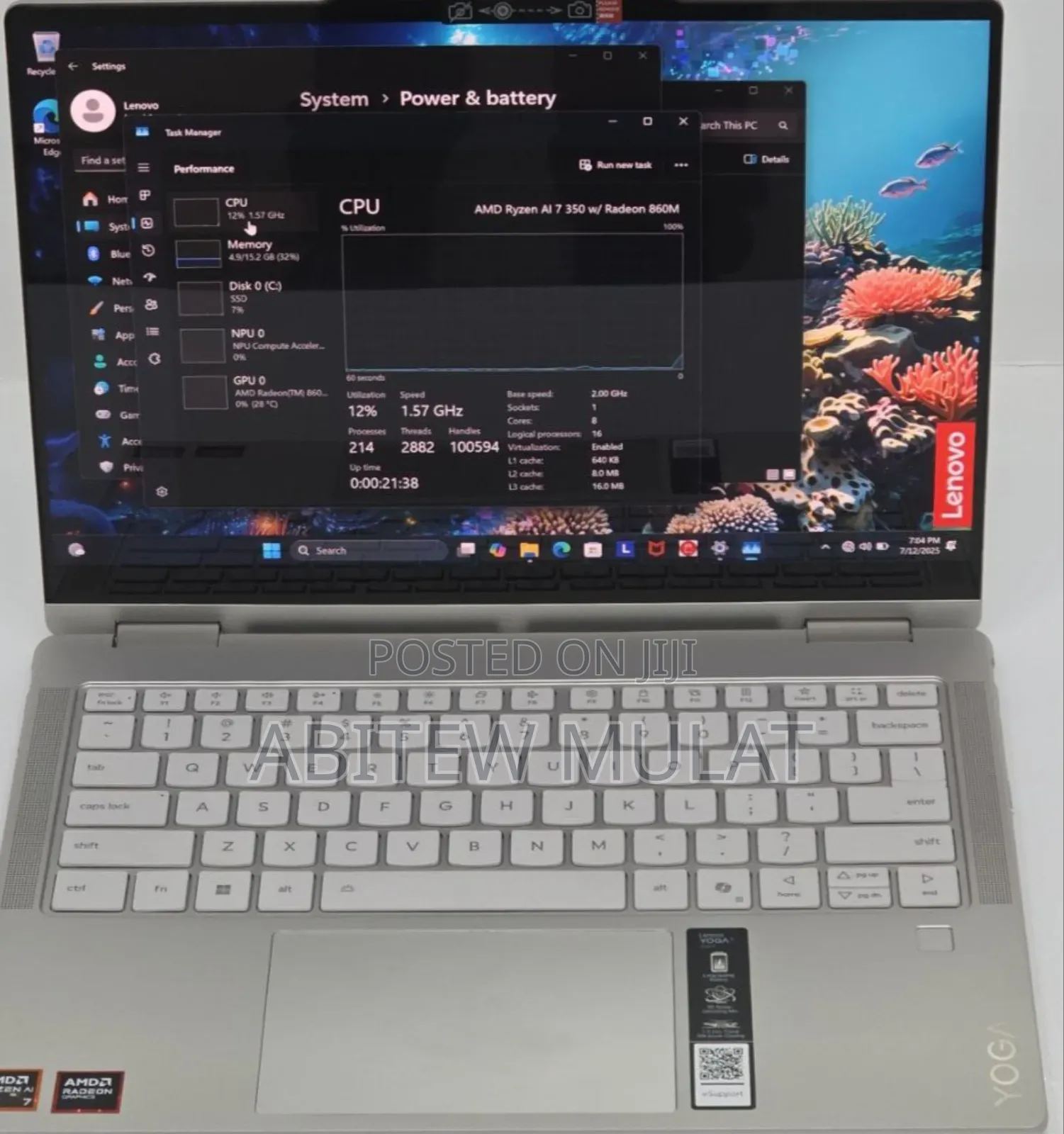 New Laptop Lenovo Yoga 730 16GB AMD Ryzen SSD 1T