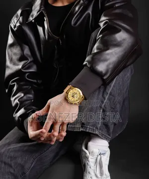 Naviforce Golden Watch Genuine Leather Waterproof Quartz