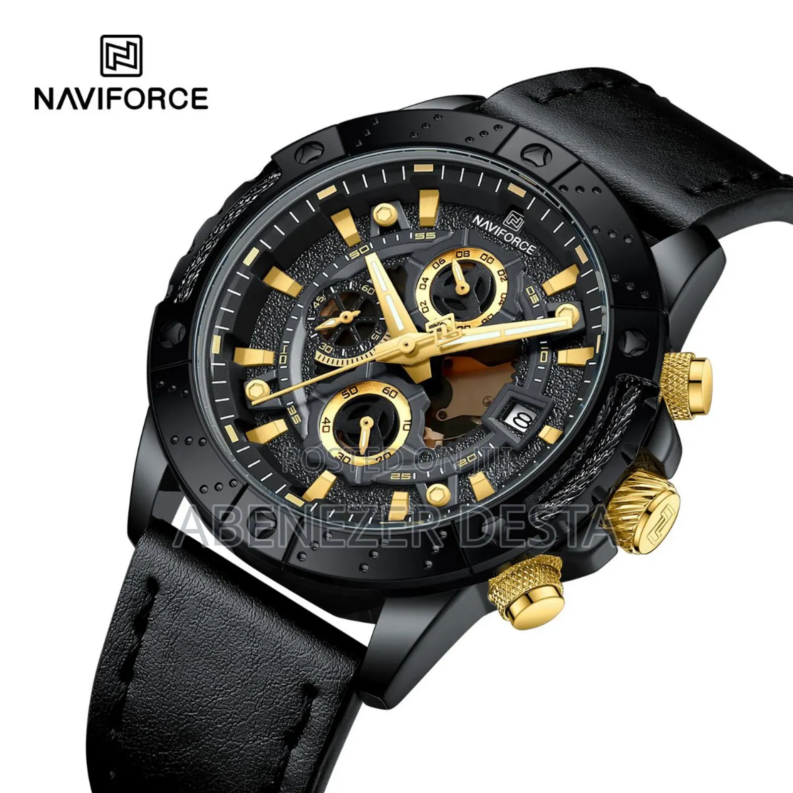 Naviforce Waterproof Quartz Watch Genuine Leather Support