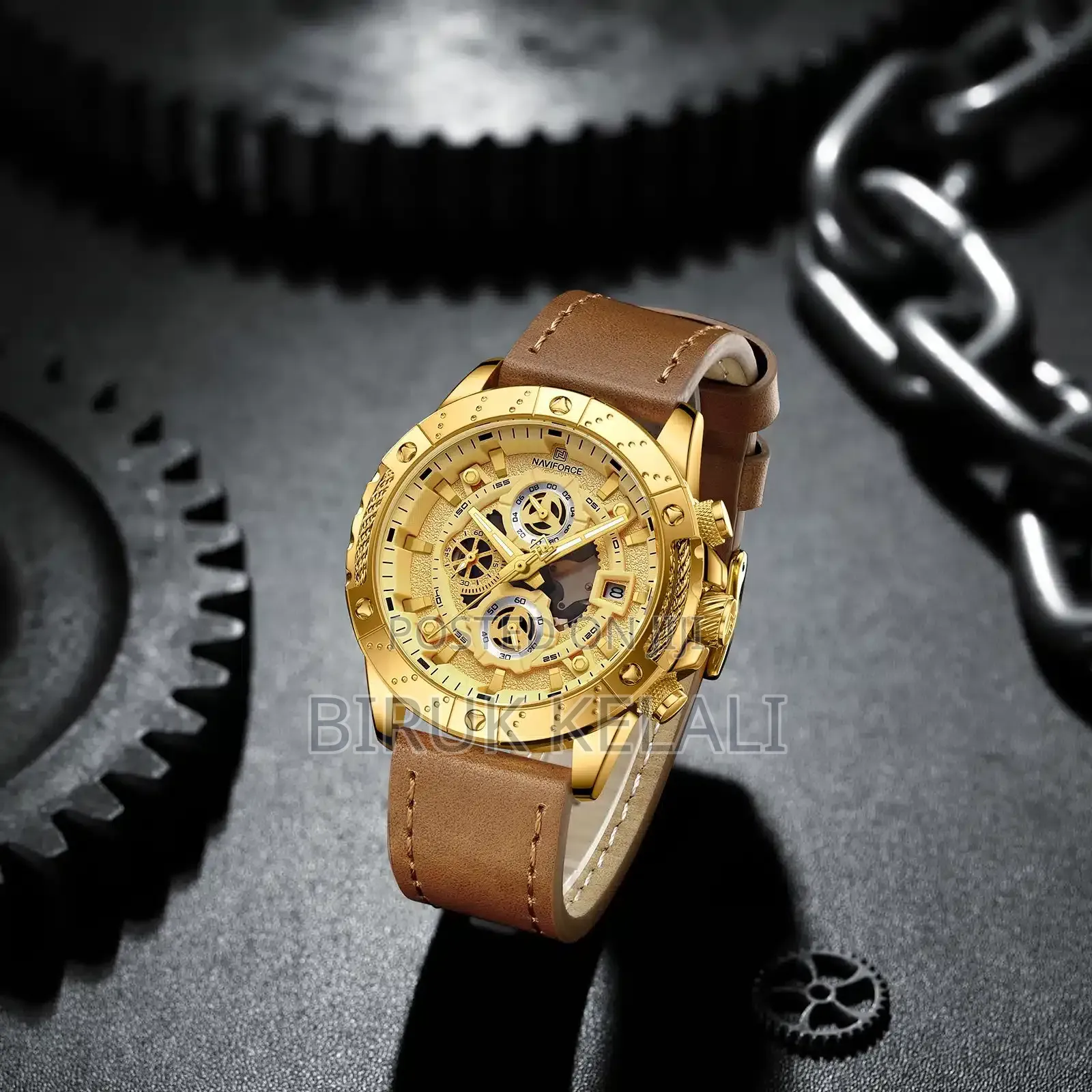 Naviforce Leather Band Unique Watch