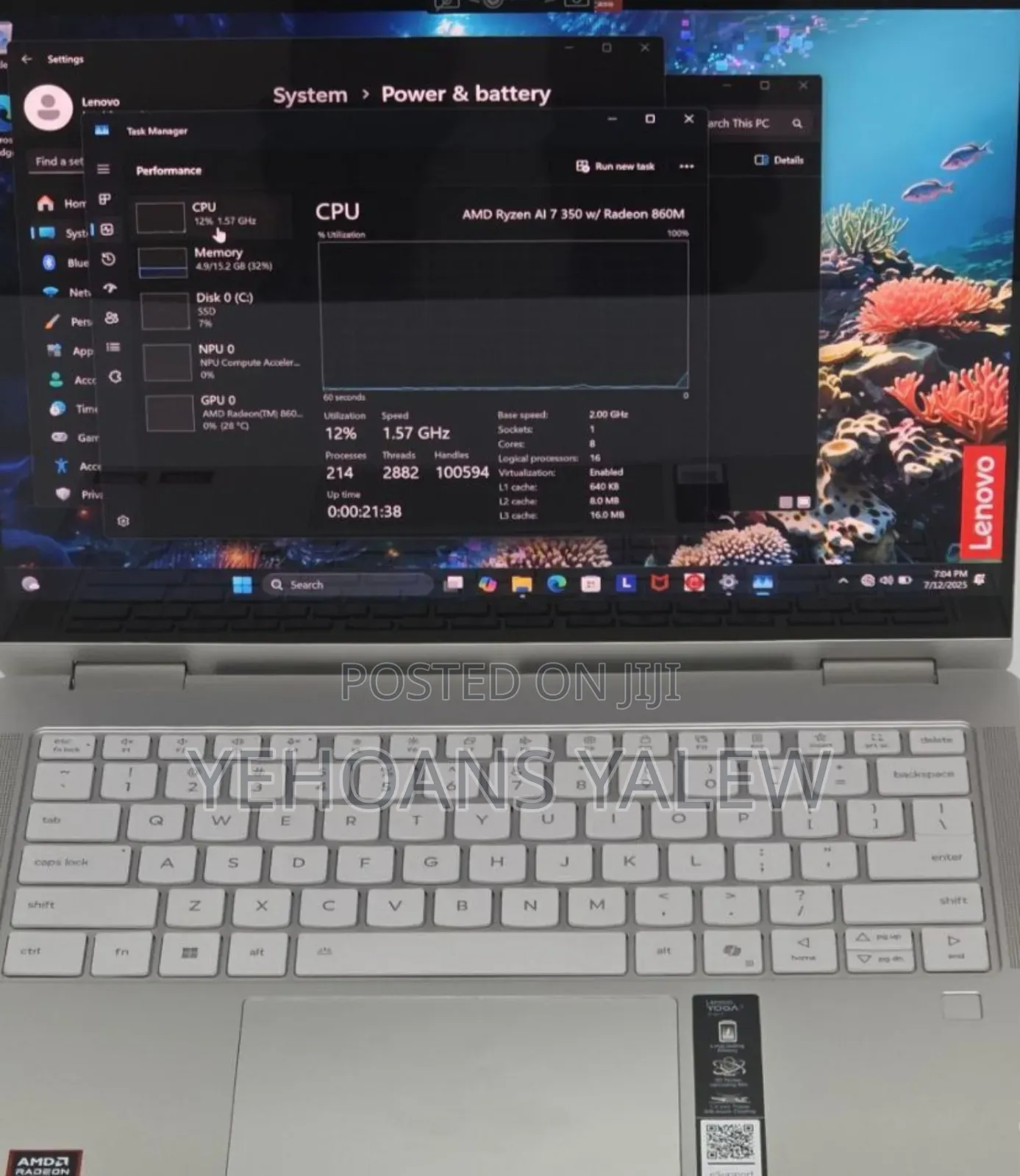 New Laptop Lenovo 16GB AMD Ryzen 7 SSD 1T