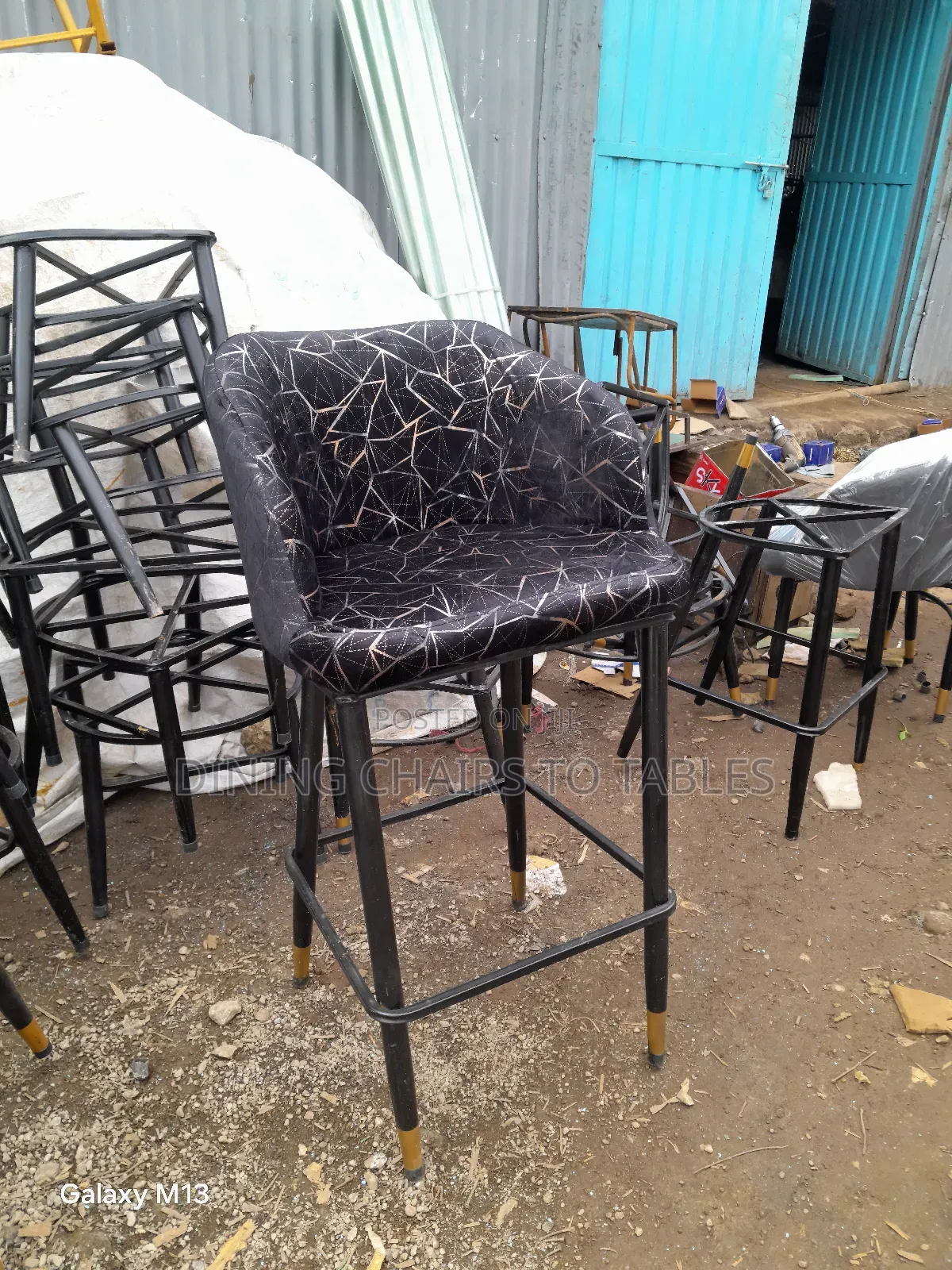 Quality High Bar Lounge Chairs Fabric Metal Legs