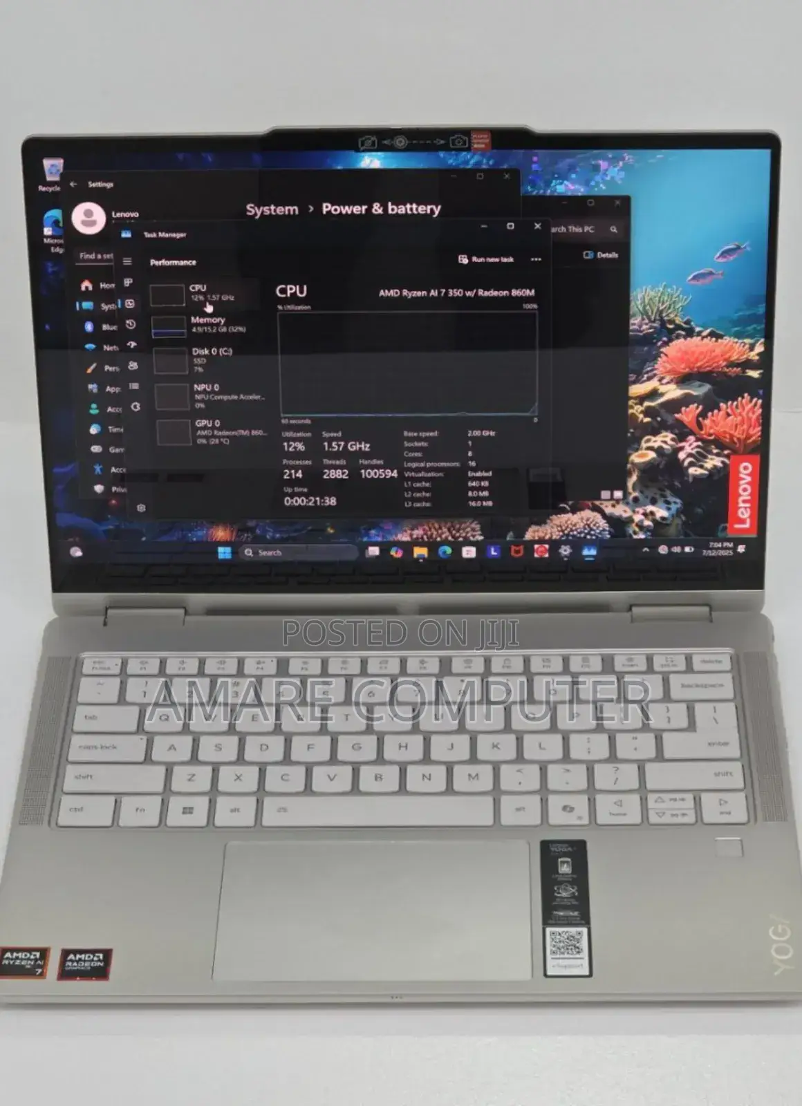 New Laptop Lenovo Yoga 7i 16GB AMD Ryzen 7 SSD 1T