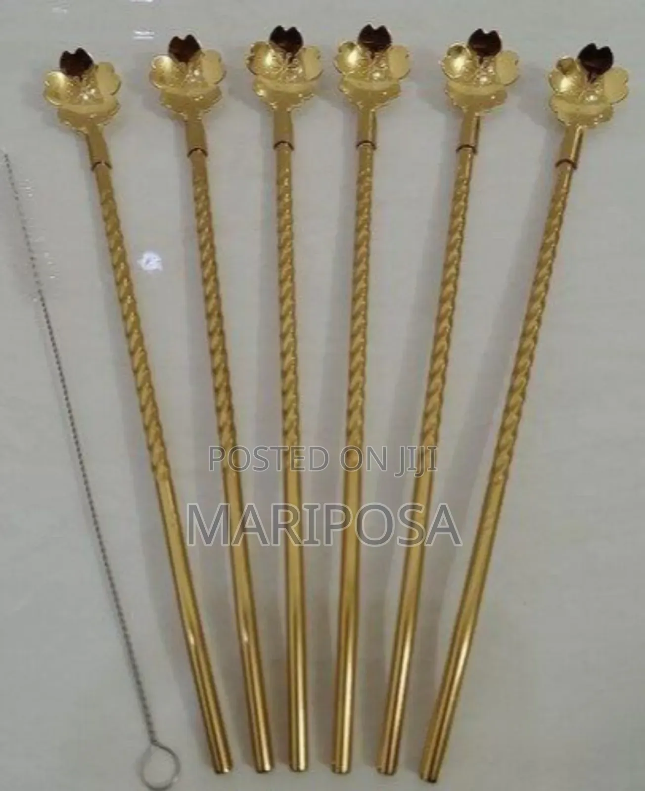 6pcs Reusable Drinking Stainless Straws With Cleaning Brush