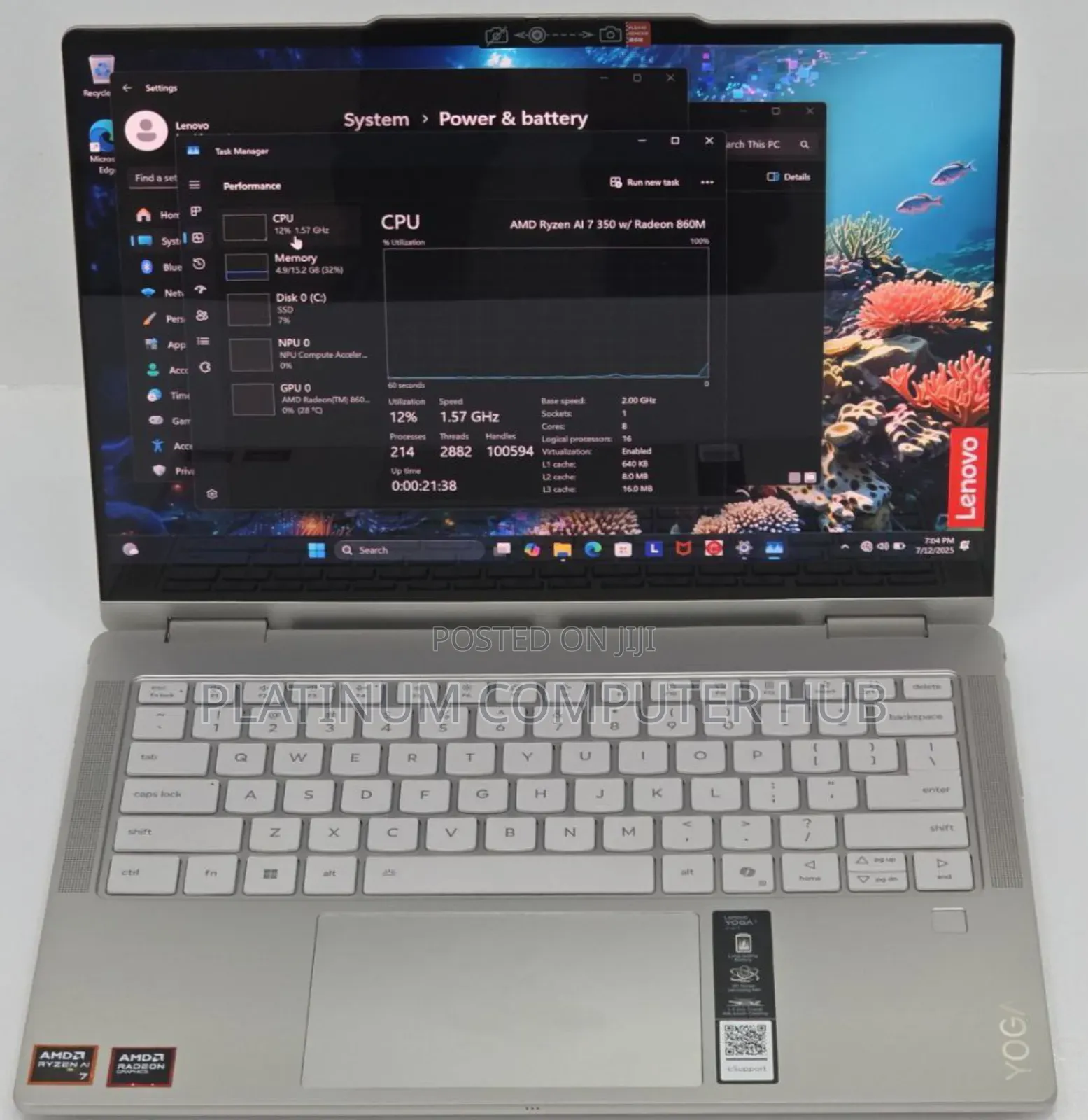 New Laptop Lenovo Yoga 7i 16GB AMD Ryzen 7 SSD 1T