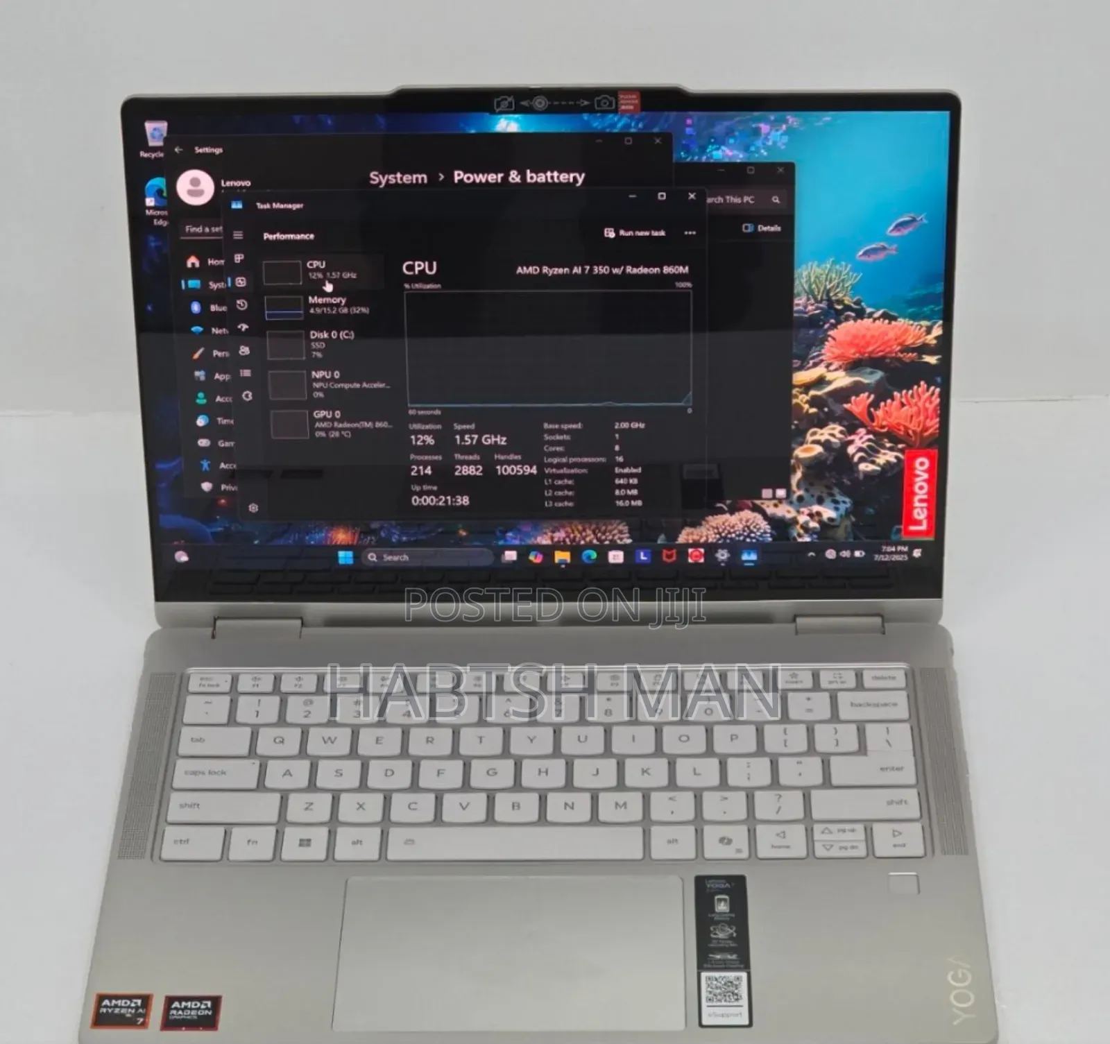 New Laptop Lenovo Yoga 7i 16GB AMD Ryzen 7 SSD 1T