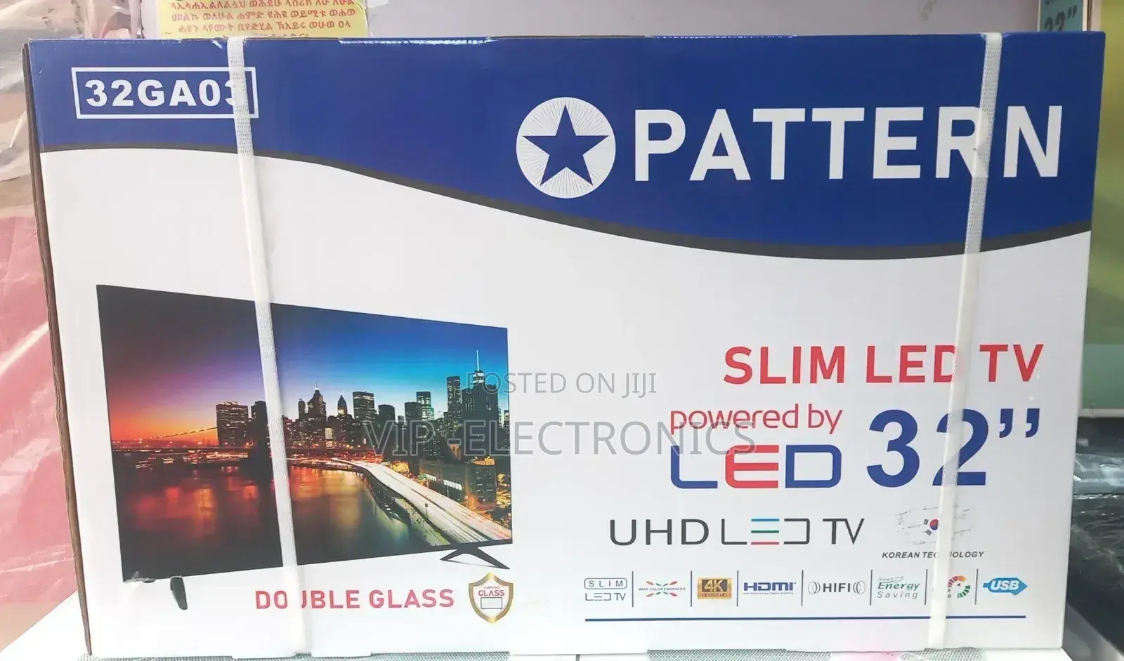 Pattern 32 Inch Tv Led Double Glass Tv