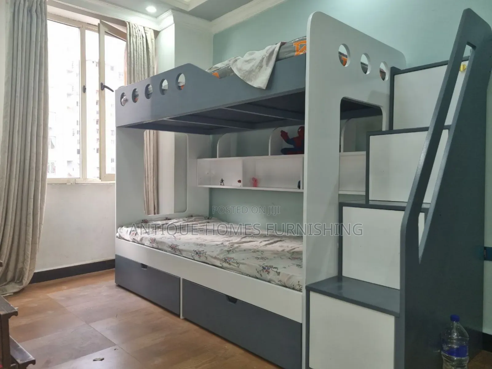 Kids Bunk Bed With Extra Drawer and Open Shelf