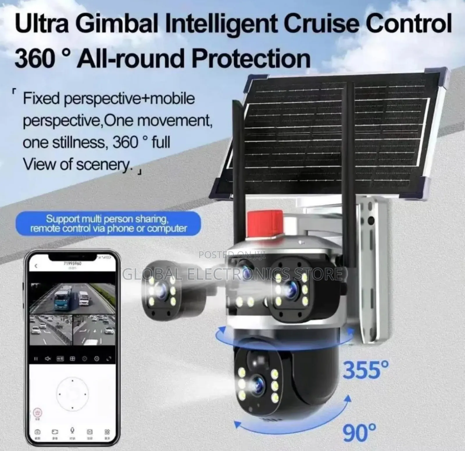 Solar Power 5g Sim Support 4 Lens Criuse Control PTZ Camera