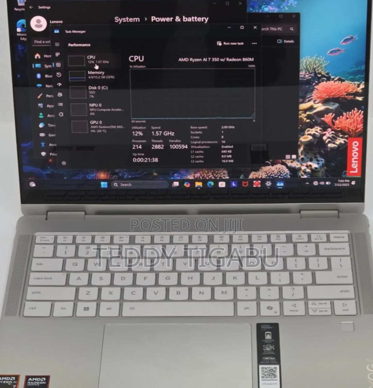 New Laptop Lenovo Yoga 7i 16GB AMD Ryzen 7 SSD 1T