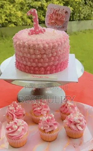 Birthday Cake and Cupcakes Fresh and Tasty