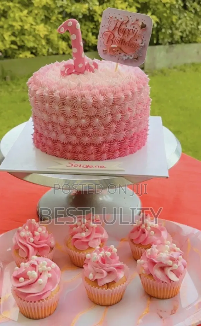 Birthday Cake and Cupcakes Fresh and Tasty