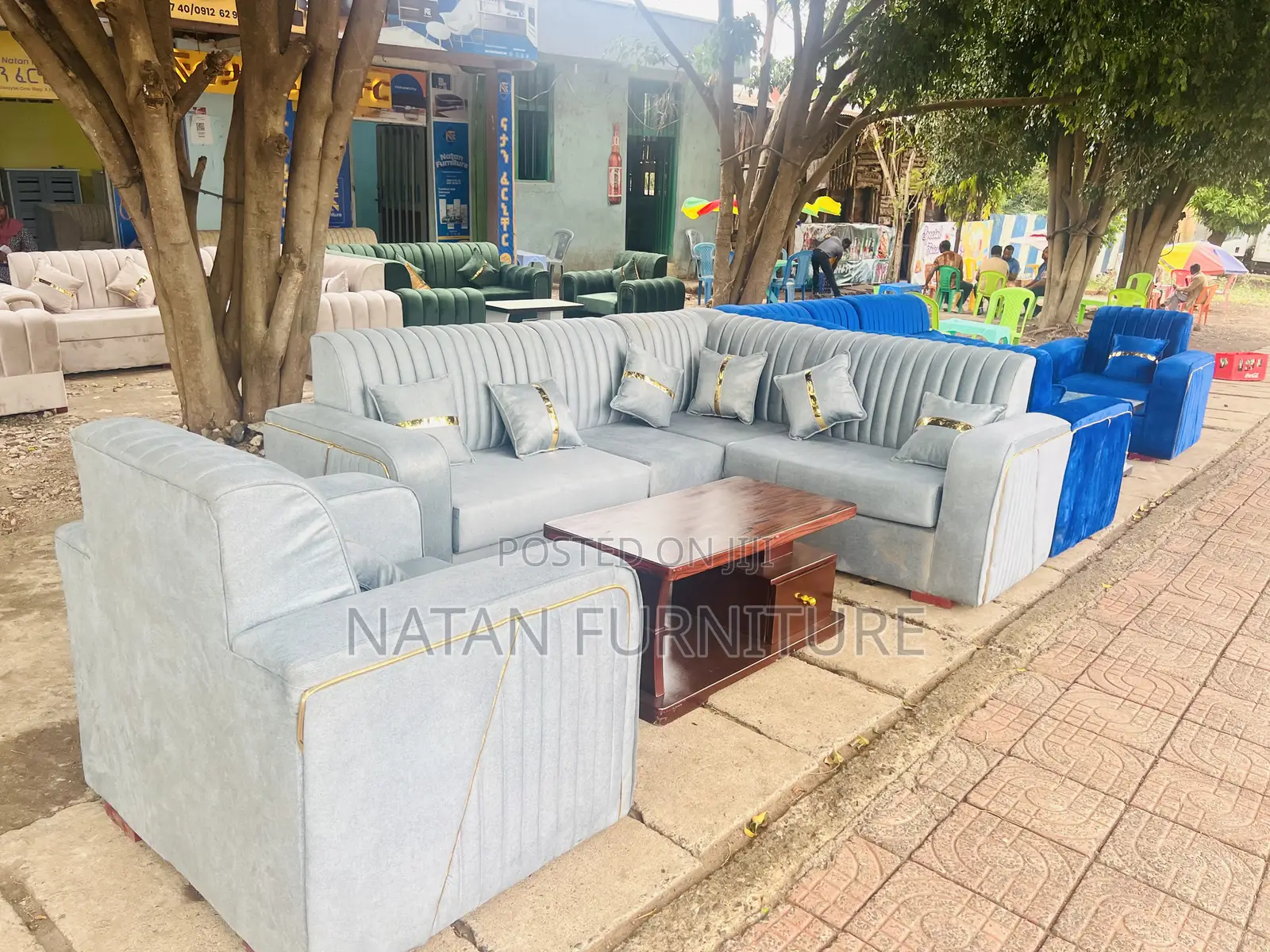 New Model L-Shape Sofa Made of Full of Wooden Material With