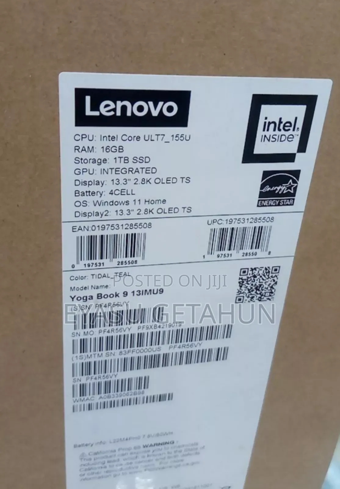 New Laptop Lenovo Yoga 9i 16GB Intel Core Ultra 7 SSD 1T