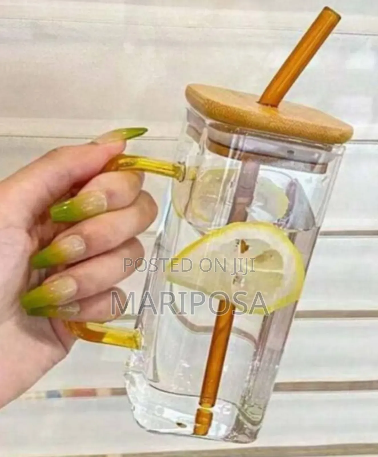 Glass Drinking Mug With Straw