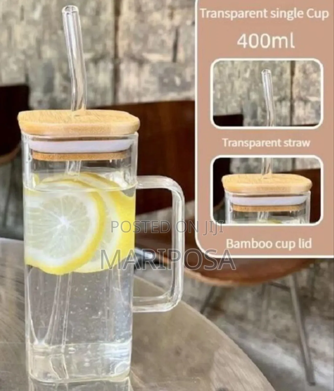 Glass Drinking Mug With Straw