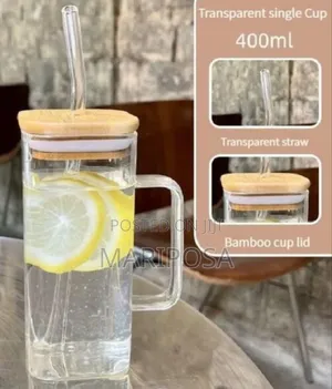Glass Drinking Mug With Straw