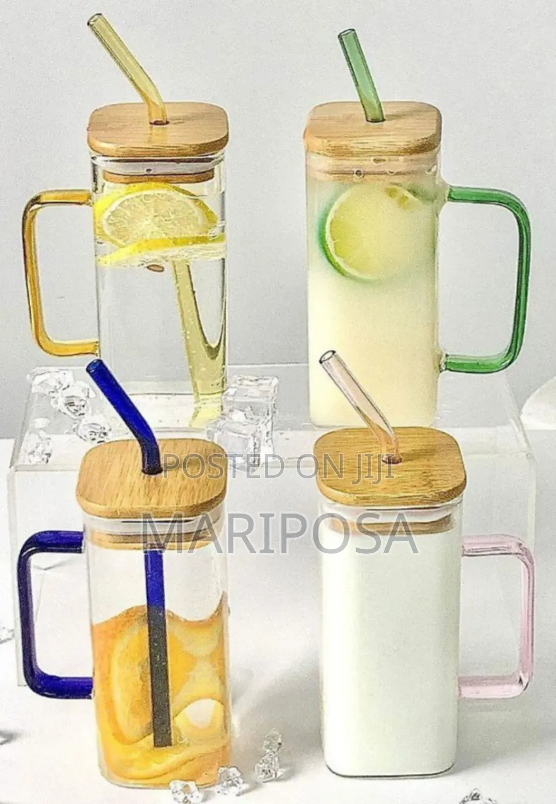 Glass Drinking Mug With Straw