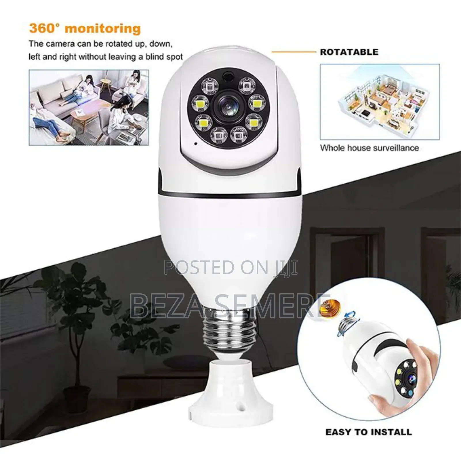 Rotating Bulb Security Camera 360degree 1080p Spy