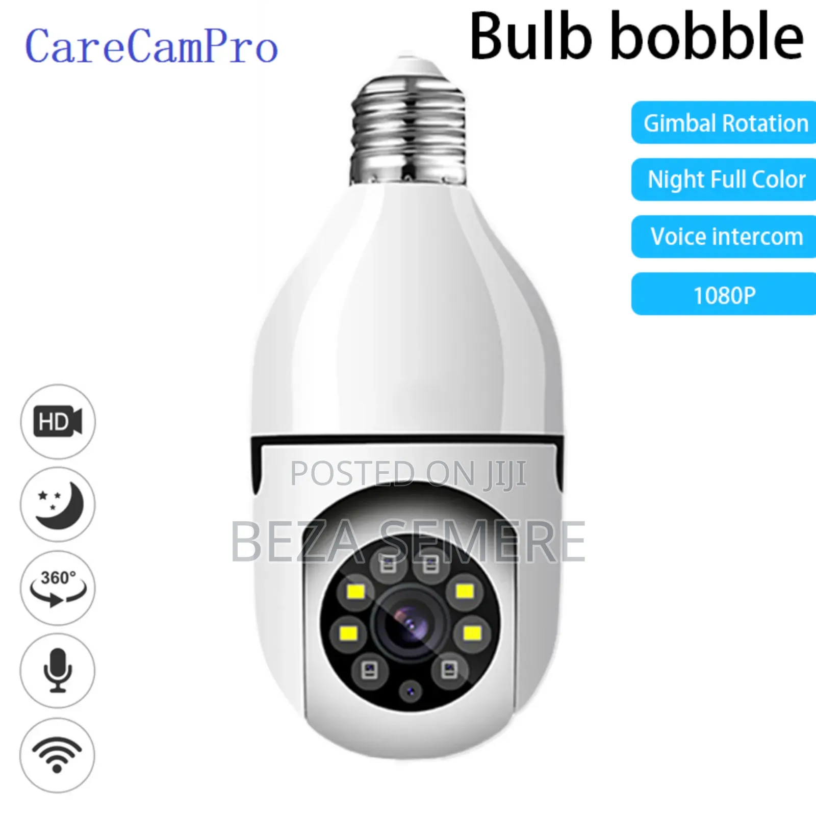 Rotating Bulb Security Camera 360degree 1080p Spy