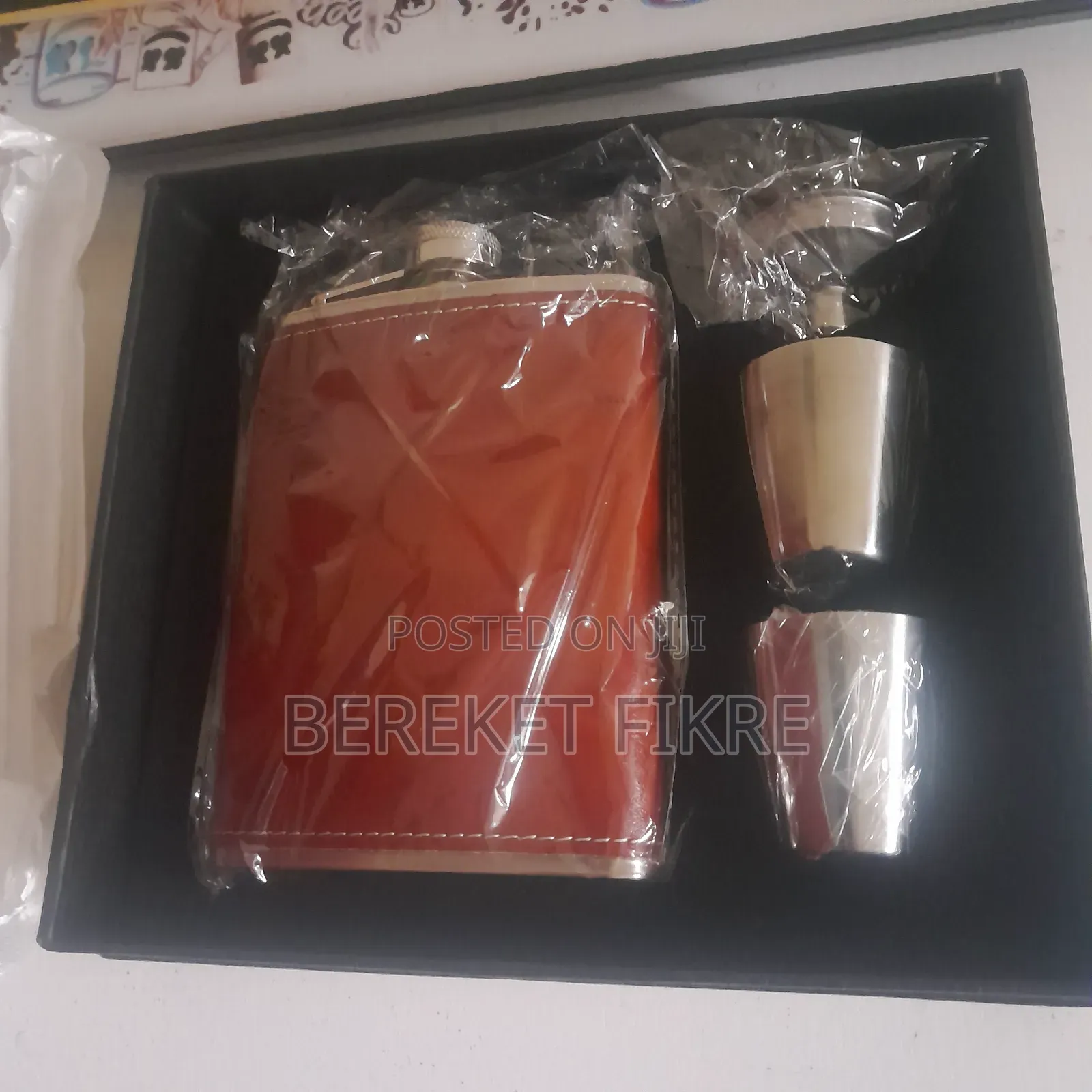 Stainless Steel Leather Wine Hip Flask Set Whiskey Bottle