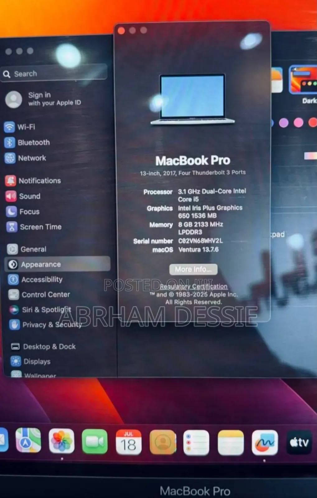 New Laptop Apple MacBook Pro 2017 8GB SSD 256GB