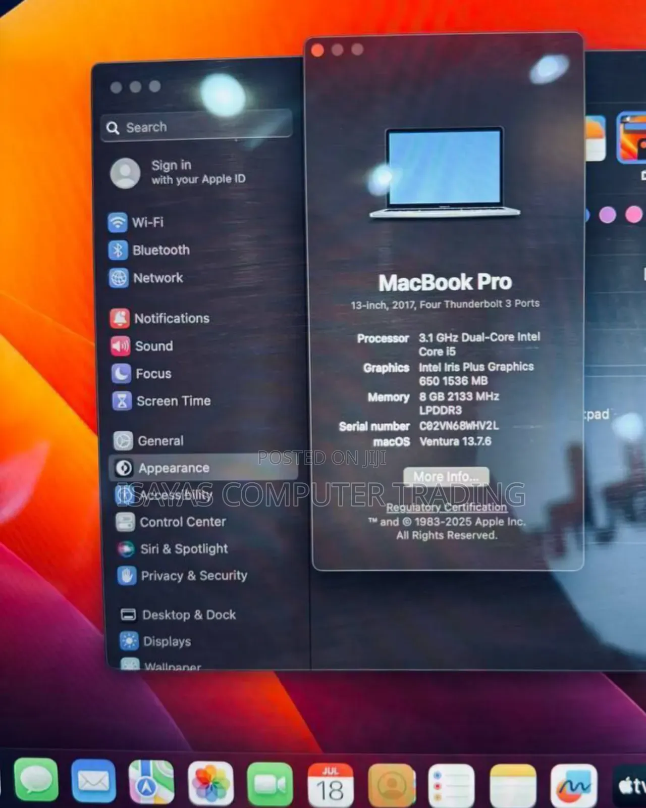 New Laptop Apple MacBook Pro 2017 8GB SSD 256GB