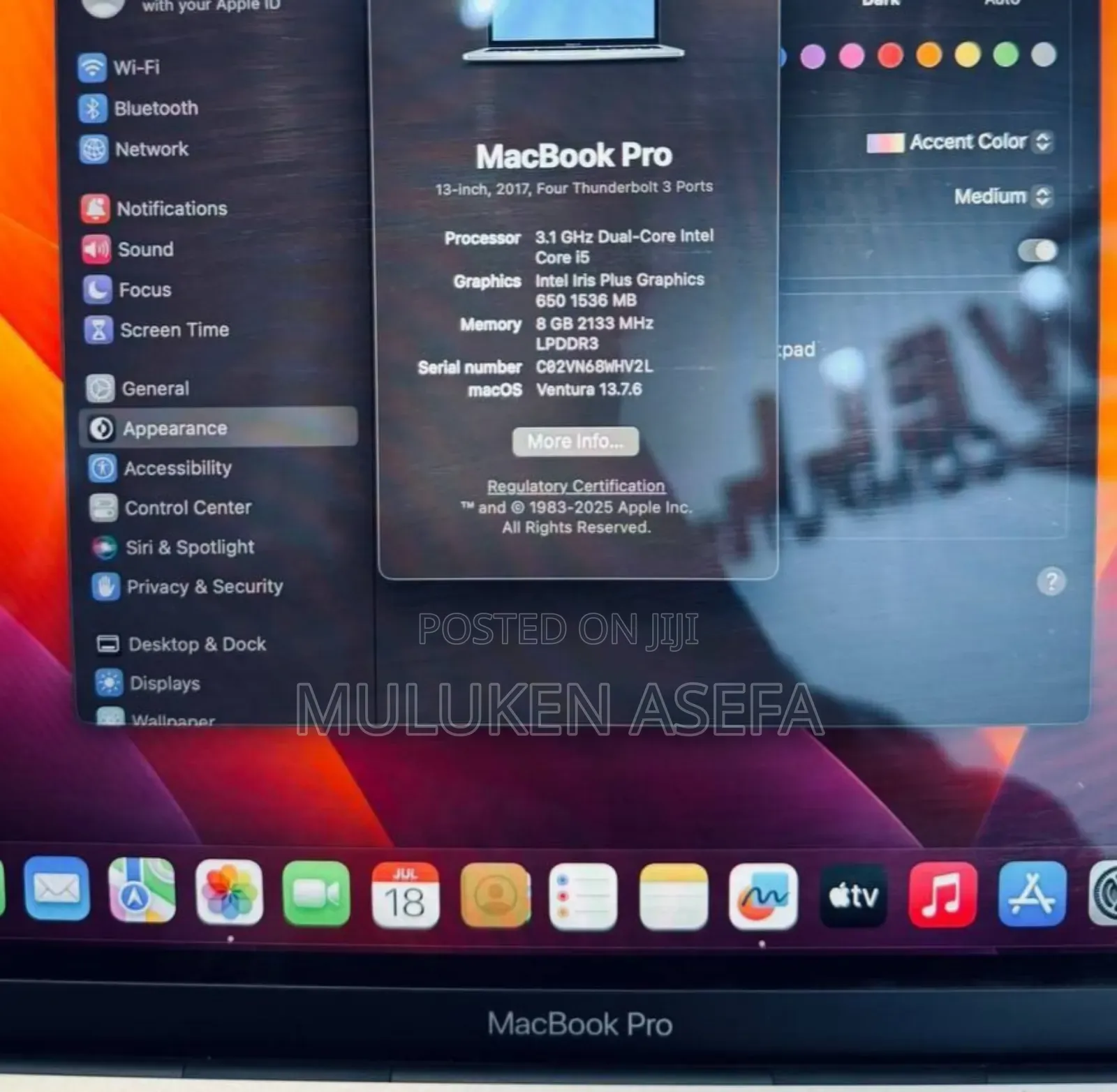 New Laptop Apple MacBook Pro 2017 8GB SSD 256GB