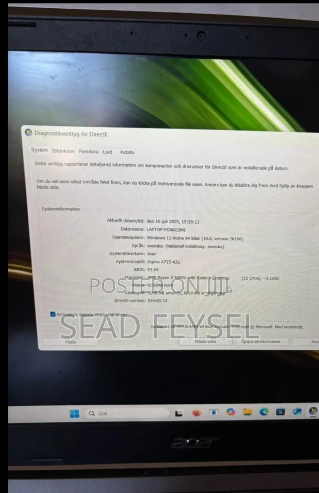 Laptop Acer Aspire A715 71G 8GB Intel Core I5 SSD 256GB