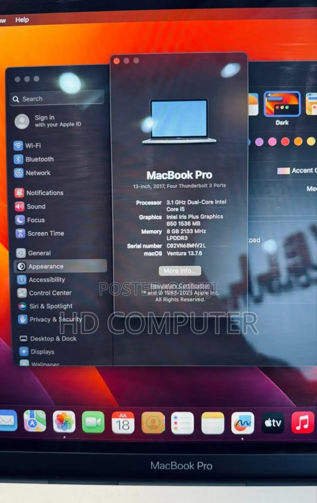 New Laptop Apple MacBook Pro 2017 8GB Intel Core I7 SSD 256GB