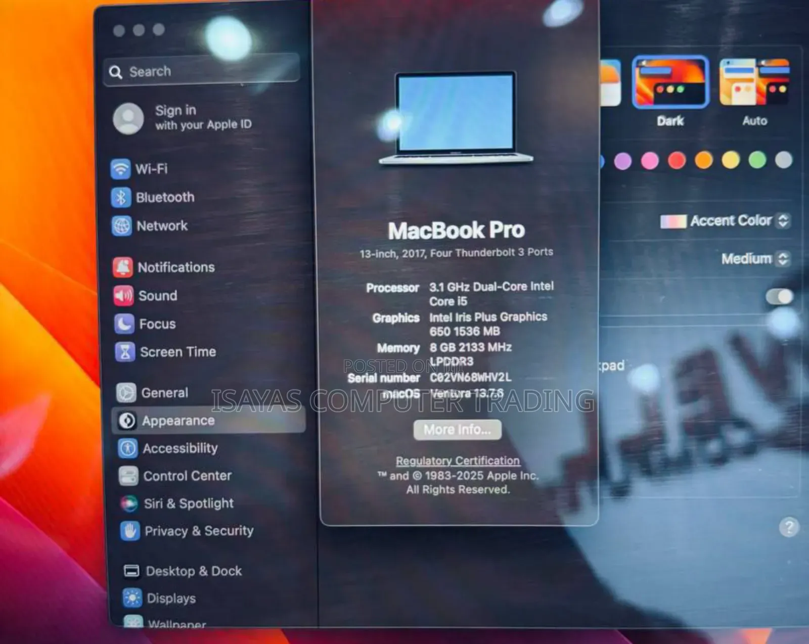 New Laptop Apple MacBook Pro 2017 8GB SSD 256GB