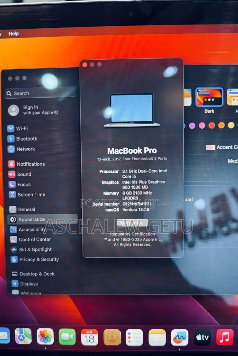 New Laptop Apple MacBook Pro 2017 8GB Apple M1 Pro SSD 256GB