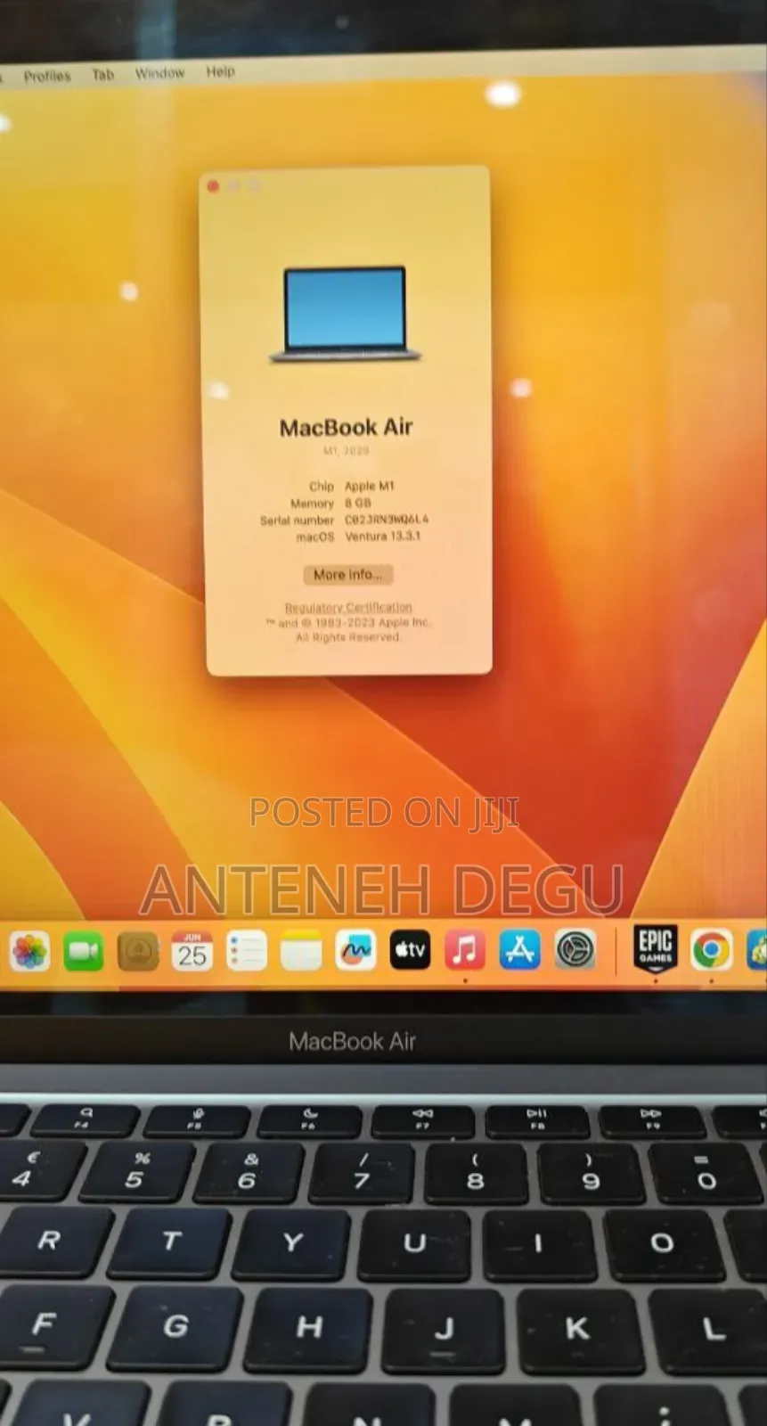 New Laptop Apple MacBook Air 2020 M1 8GB Apple M1 SSD 256GB