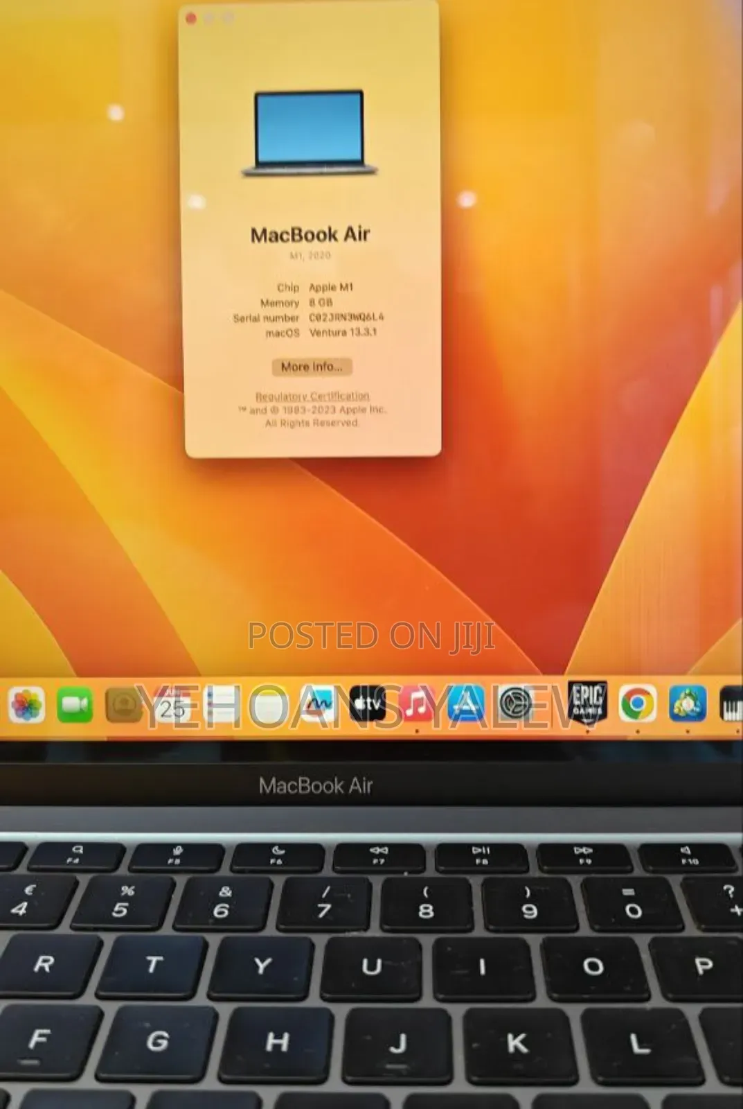 New Laptop Apple MacBook Air 2020 M1 8GB Apple M1 SSD 256GB