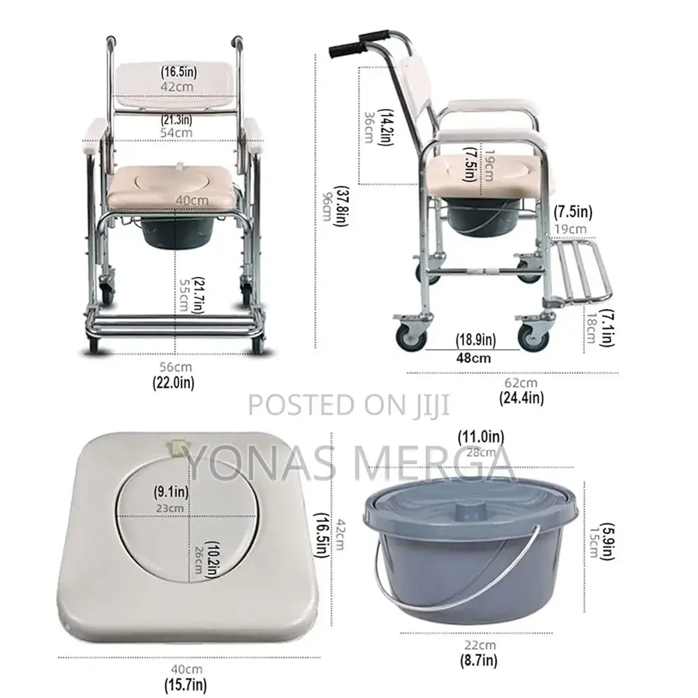 3 in 1 Commode Chair耽爽4 Waterproof Wheels鍳罽toilet Chairةةpot