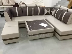 Photo - Space-Optimized 8 Seater Leather Sofa With Table.