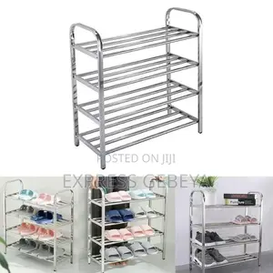 4 Layer Stainless Steel Shoes Rack ጫማ እና የተለያዩ ዕቃወች ማስቀመጫ