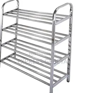 4 Layer Stainless Steel Shoes Rack ጫማ እና የተለያዩ ዕቃወች ማስቀመጫ