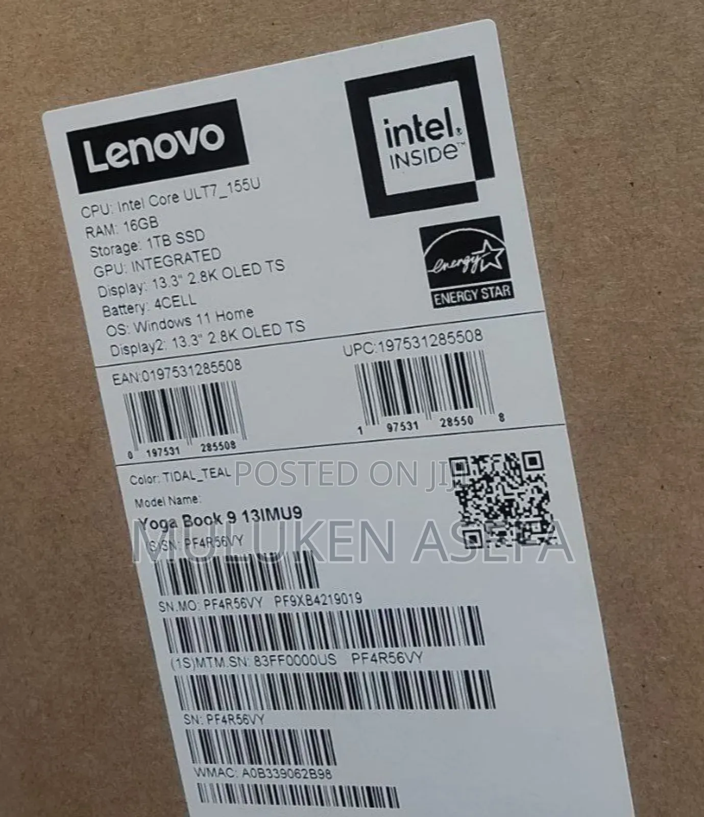 New Laptop Lenovo Yoga Book 9i 16GB Intel Core Ultra 7 SSD 1T