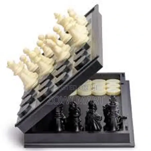 2-in-1 Travel Magnetic Chess Checkers Game