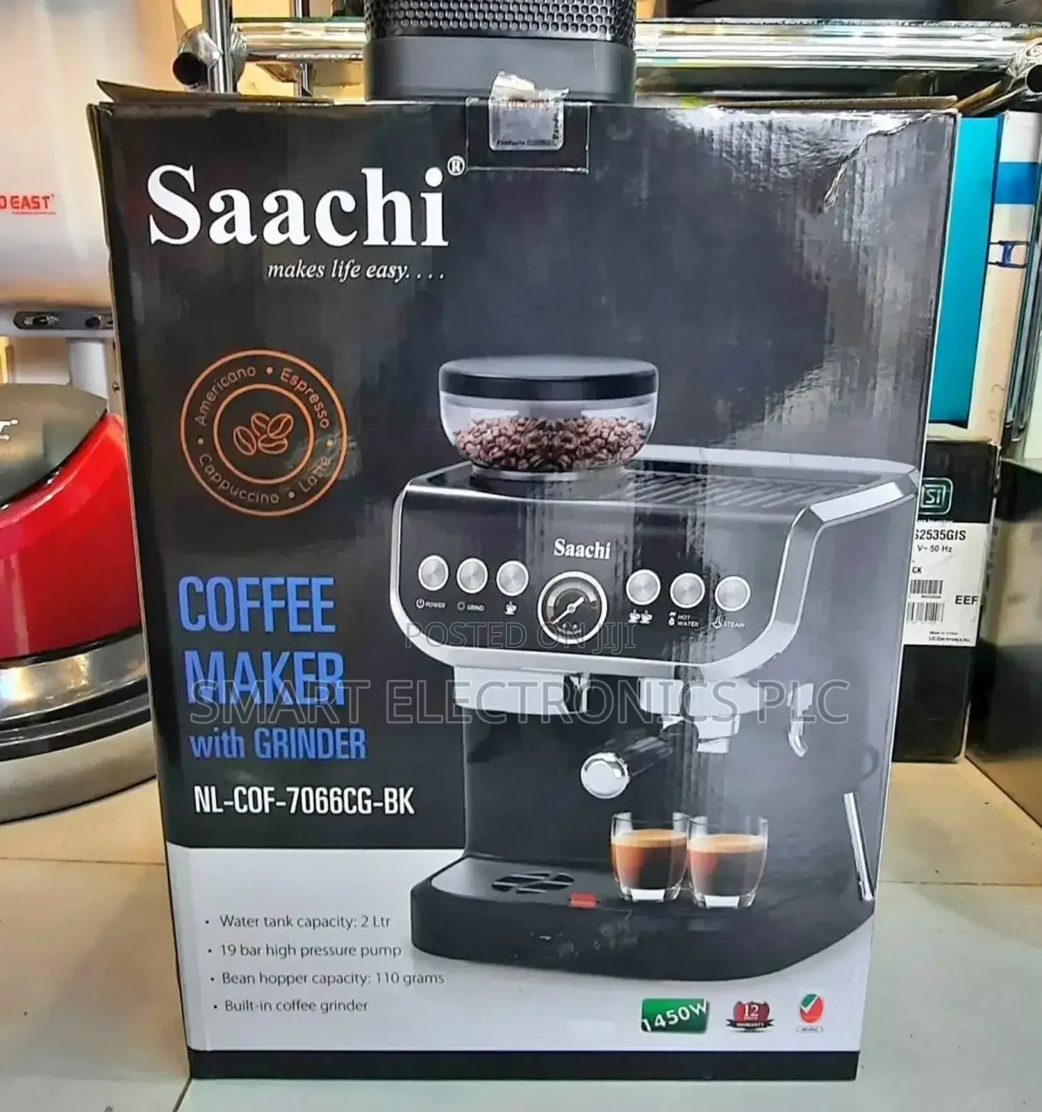 Saachi 19-Bar Coffee Maker With Built-in Grinder