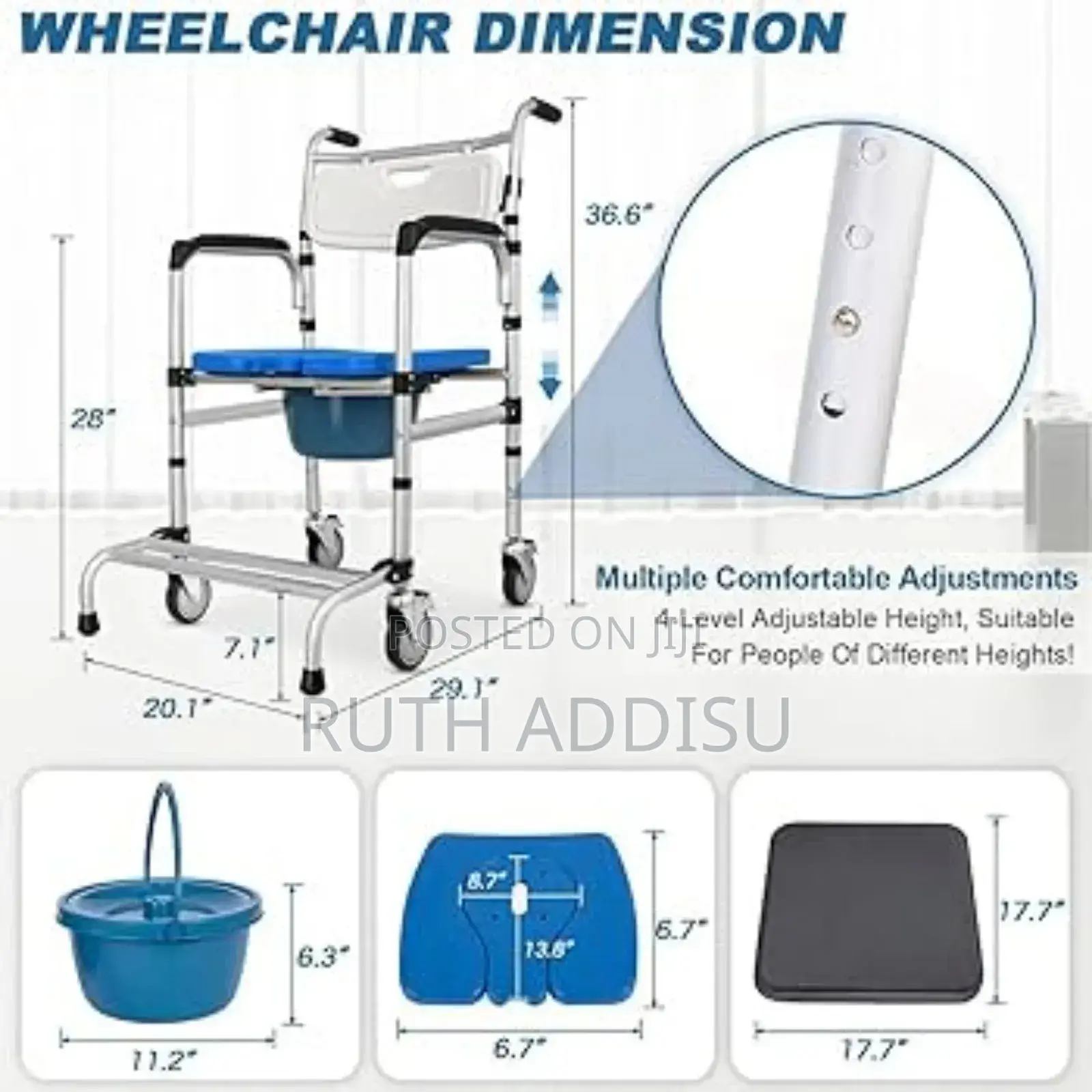 Removable Popo Commode Wheelchair嵐更poty Chair New求診commode