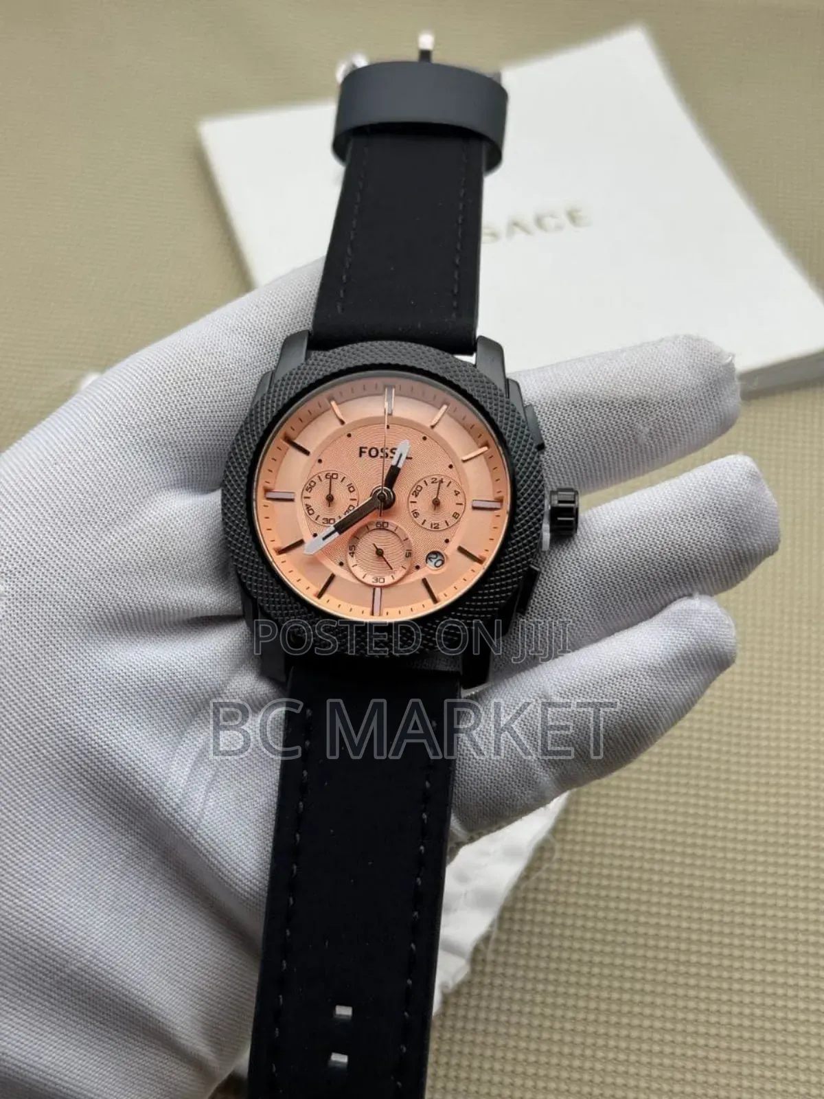Fosdil Brown Black Strap Watch