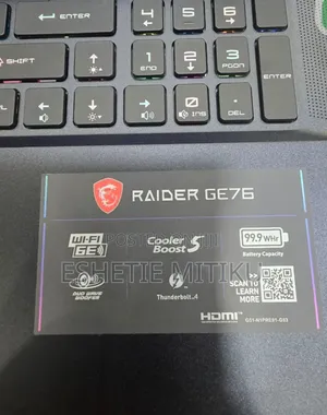 New Laptop MSI Raider GE76 12UGS 16GB Intel Core I9 SSD 1T