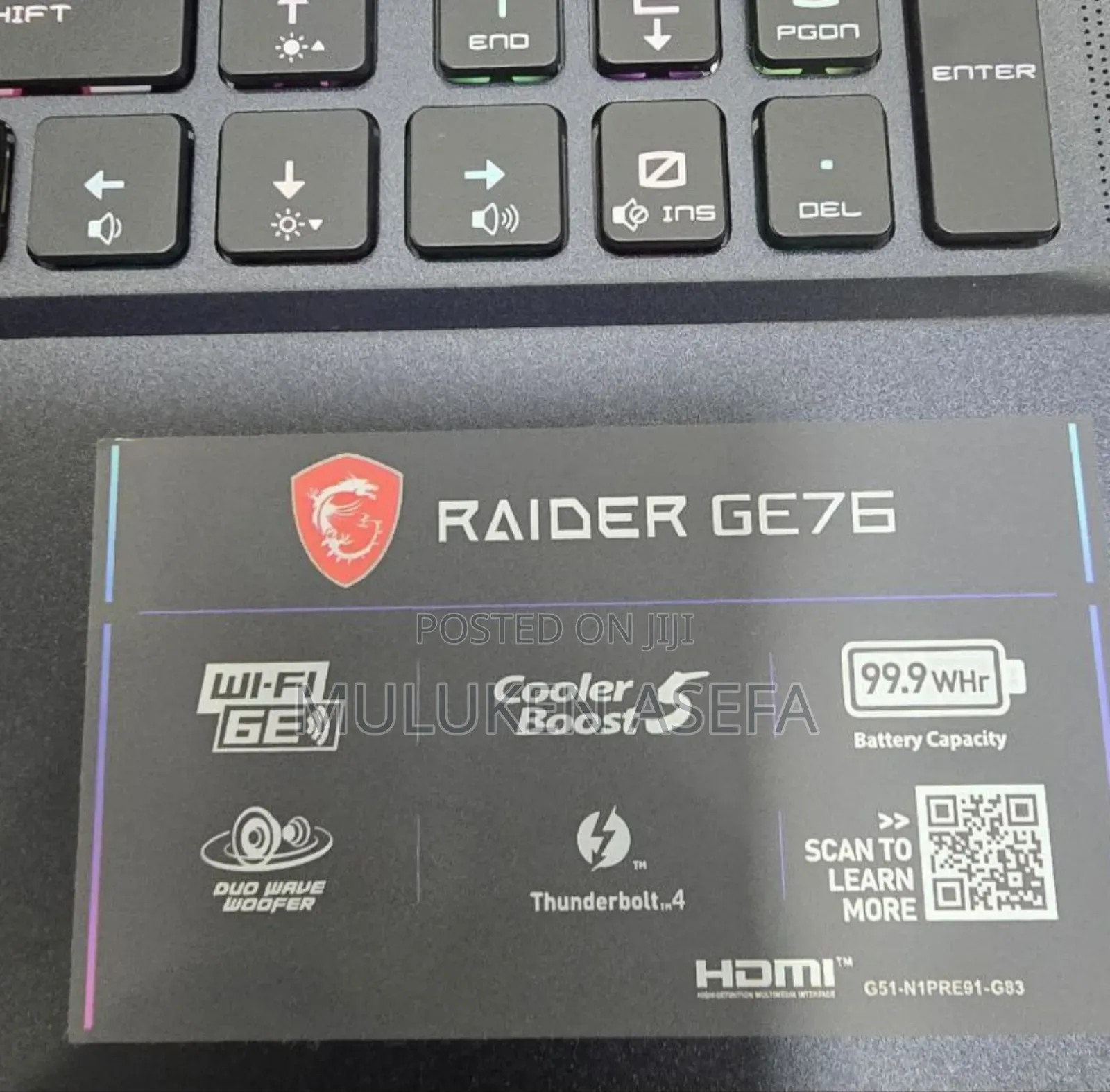 New Laptop MSI Raider GE76 12UGS 16GB Intel Core I9 SSD 1T