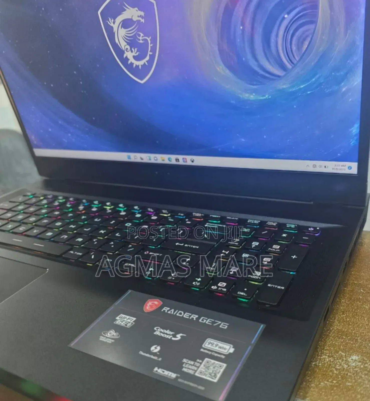 New Laptop MSI Raider GE76 12UGS 16GB Intel Core I9 SSD 1T