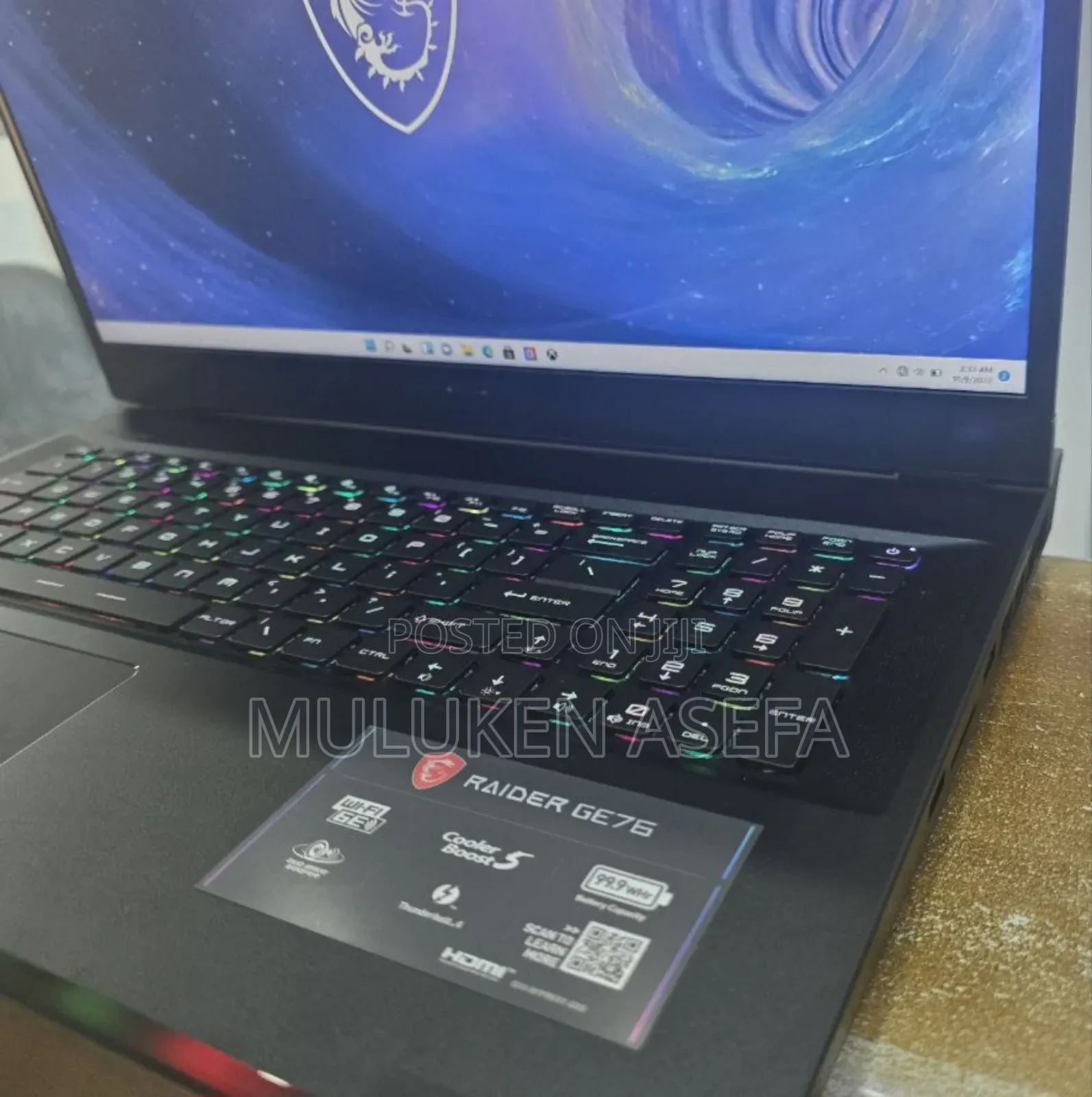 New Laptop MSI Raider GE76 12UGS 16GB Intel Core I9 SSD 1T