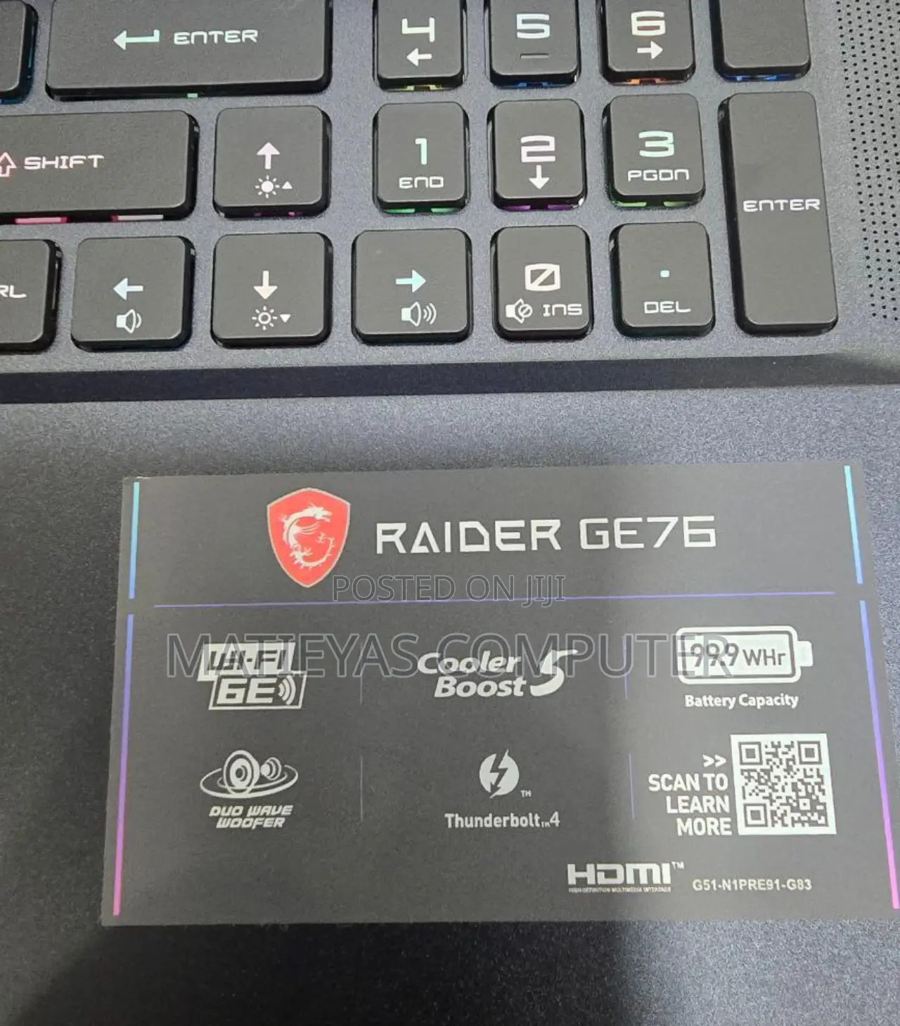 New Laptop MSI Raider GE76 12UGS 16GB Intel Core I9 SSD 1T
